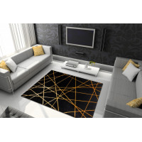 Kusový koberec Gloss 406C 86 geometric black/gold