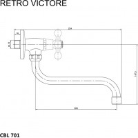 Umývadlový nástenný kohútik RETRO VIKTORIE - ramienko 20 cm - chrómový