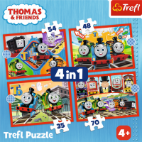 TREFL Puzzle Mašinka Tomáš 4v1 (35,48,54,70 dielikov)