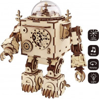 ROBOTIME Roker Svietiace 3D drevené puzzle Robot Orpheus (hracia skrinka) 221 dielikov