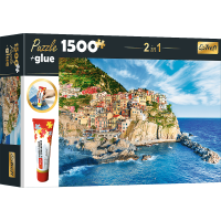 TREFL Sada 2v1 puzzle Manarola, Ligúria, Taliansko 1500 dielikov s lepidlom