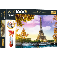 TREFL Sada 2v1 puzzle Paríž, Francúzsko 1000 dielikov s lepidlom
