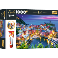 TREFL Sada 2v1 puzzle Vernazza, Ligúria, Taliansko 1000 dielikov s lepidlom