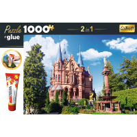 TREFL Sada 2v1 puzzle Zámok Drachenburg v Siebengebirge, Nemecko 1000 dielikov s lepidlom