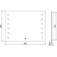 Obdĺžnikové zrkadlo MEXEN NER 80x60 cm - s LED podsvietením a vyhrievaním, 9809-080-060-611-00