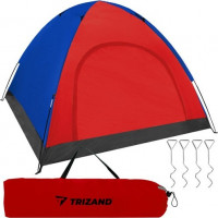 Turistický stan pre 4 osoby Trizand - červený/modrý