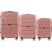 Moderné cestovné kufre SPARROW - set S+M+L - rose gold - TSA zámok