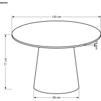 Okrúhly jedálenský stôl GINTER - 120x77 cm - čierny