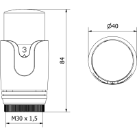 Termostatická hlavica pre radiátor MEXEN Modern - šedá - M30x1,5, W900-000-66