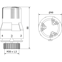 Termostatická hlavica pre radiátor MEXEN Stumb - biela - M30x1,5, W908-002-20