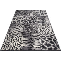 Kusový koberec TAPIS Safari mosaic - šedý/čierny