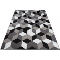 Kusový koberec MAYA Cubes - šedý/černý