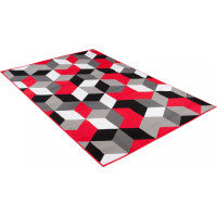 Kusový koberec MAYA Cubes - červený/šedý