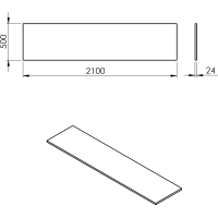 Sapho PLATO doska Rockstone 2100x24x500mm, biela mat PL210-0101