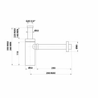 Bonomini KING umývadlový sifón 5/4", odpad 32 mm, ABS/chróm 0595PR25K7