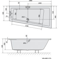 Polysan ANDRA R asymetrická vaňa 180x90x45cm, biela mat 78771.11