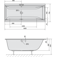 Polysan CLEO SLIM obdĺžniková vaňa 160x75x48cm, biela 93611S