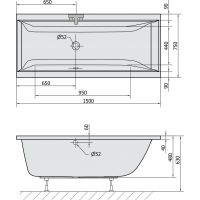 Polysan CLEO obdĺžniková vaňa 150x75x48cm, biela 27611