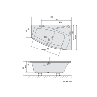 Polysan EVIA R asymetrická vaňa 170x100x47cm, biela 22611