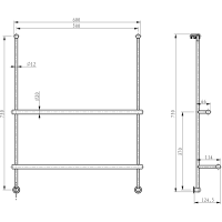 Sapho Závesný držiak uterákov na sprchovú zástenu 600x730x125mm, chróm 1301-09