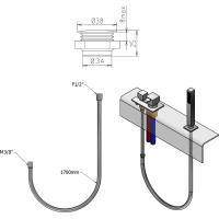 Sapho Sprchová priechodka na okraj vane vrátane hadice F1/2"-M3/8", hranatá, chróm 1205-11