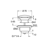 GSI GSI umývadlová výpusť 5/4“, neuzatvárateľná, hr.5-65 mm, keramická krytka, ghiaccio mat PVC15