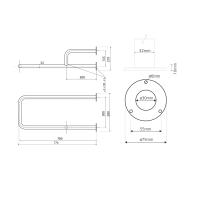 Sapho HANDICAP podperné madlo PRAVÉ 760mm, nerez lesk XH536