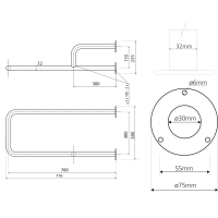 Sapho HANDICAP podperné madlo ĽAVÉ 760mm, biela XH532W