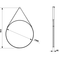 Sapho ORBITER okrúhle zrkadlo s koženým pásikom ø 60cm, čierna mat ORT060