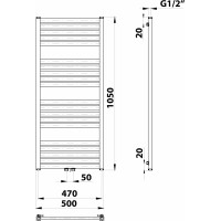 Bruckner GRUNT vykurovacie teleso rovné 500x1050 mm, stredové pripojenie, biela 600.121.4