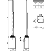 Sapho ONE D vykurovacia tyč s termostatom, 600 W, ľavá, chróm ONE-DL-C-600