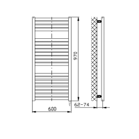 Aqualine TONDI-E elektrické vykurovacie teleso rovné 600x970 mm, 400 W, biela DE460T