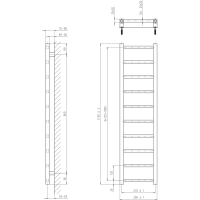 Sapho METRO LIGHT vykurovacie teleso 300x1140 mm, čierna mat IR444TB