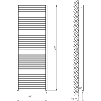 Aqualine TONDI-E elektrické vykurovacie teleso rovné 450x1690 mm, 600 W, čierna mat DE446T