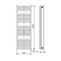 Aqualine TONDI-E elektrické vykurovacie teleso rovné 450x1330 mm, 500 W, čierna mat DE476T