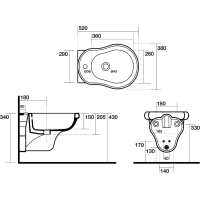 Kerasan RETRO bidet závesný 38x52cm, biela 102601