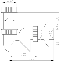 Bruckner Umývadlový/bidetový sifón 5/4", nízky, DN40, biela 151.125.0