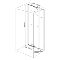 Aqualine AMICO sprchové dvere výklopné 1040-1220x1850mm, číre sklo G100