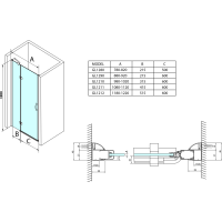 Gelco LEGRO sprchové dvere do niky 1200mm, číre sklo GL1212
