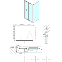 Polysan EASY LINE sprchové dvere skladacie 900mm, číre sklo EL1990