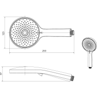 Sapho Ručná masážna sprcha, 4 režimy sprchovania, priemer 123mm, chróm 1204-10