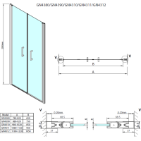 Gelco LORO sprchové dvere dvojkrídlové 1200mm, číre sklo GN4312