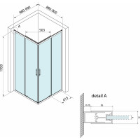 Bruckner BORG štvorcová sprchová zástena 900x900x1950 mm, číre sklo 751.190.1