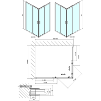 Polysan EASY LINE obdĺžniková sprchová zástena 900x800mm, číre sklo EL5315