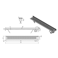 Aqualine KROKUS nerezový podlahový žľab s roštom, k stene, L-960, DN50 2715-10