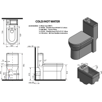 Aqualine HYGIE WC kombi s umývadlom, zadný/spodný odpad, biela PB104W