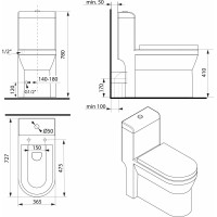 Sapho HUBERT WC kombi, spodný/zadný odpad, biela PB304