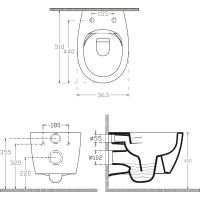 Isvea SENTIMENTI závesná WC misa, Rimless, 36x51cm, biela 10AR02012