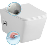 Sapho PORTO CLEANWASH závesná WC misa Rimless, integrovaná batéria a bidet. spŕška, 36x5cm, biela PZ102RX