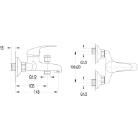 Aqualine AQUALINE 35 nástenná vaňová batéria, chróm 52158